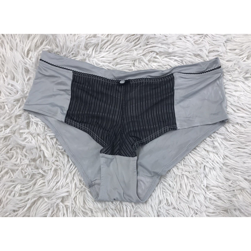 GILLIGAN & O'MALLEY LG GRAY SMOOTH FLORAL LACE RARE HIPSTER PANTIES BUTTON